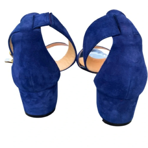 Aquatalia Catty Blue Suede Open Toe Heeled Sandals Size 6.5 Prom Wedding Formal - Picture 5 of 10